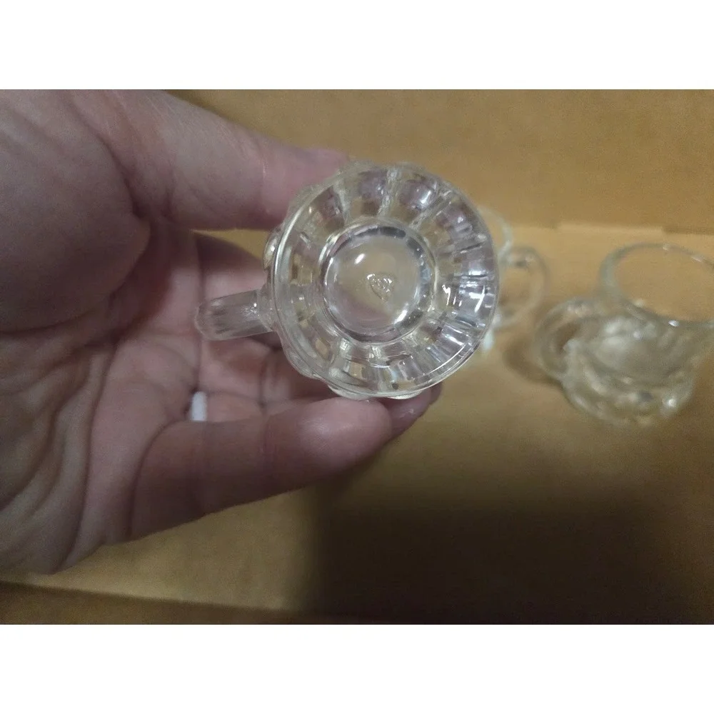 Set of 3 Federal Glass Mini Beer Mug Shot Glasses Clear Paneled 2 Inch Vintage